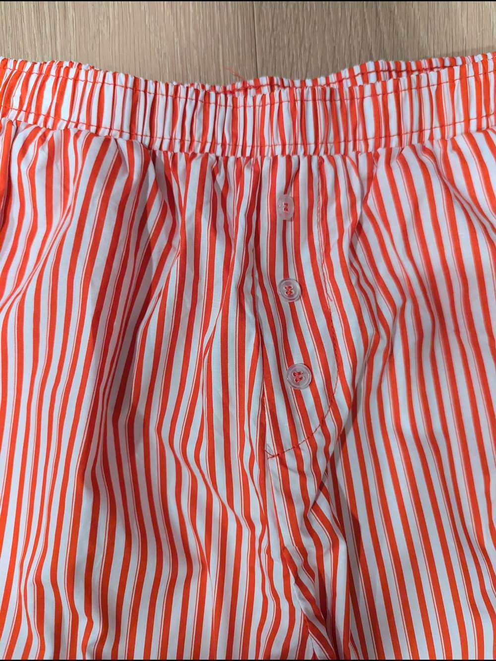 Striped Red and White Cotton Lounge Pants - Picture 3 of 12